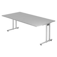 SCHREIBTISCH Serie-N 100/200/72 cm in Grau - Grau, Holzwerkstoff (100/200/72cm) - bümö