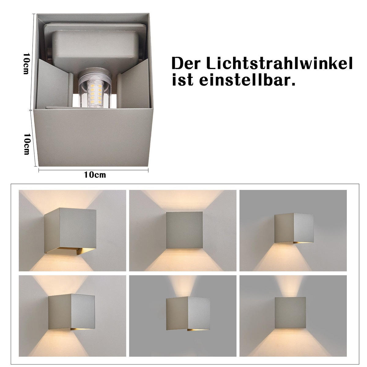 WANDLEUCHTE Inspiration - Grau, Metall (10/10/10cm) - Nettlife