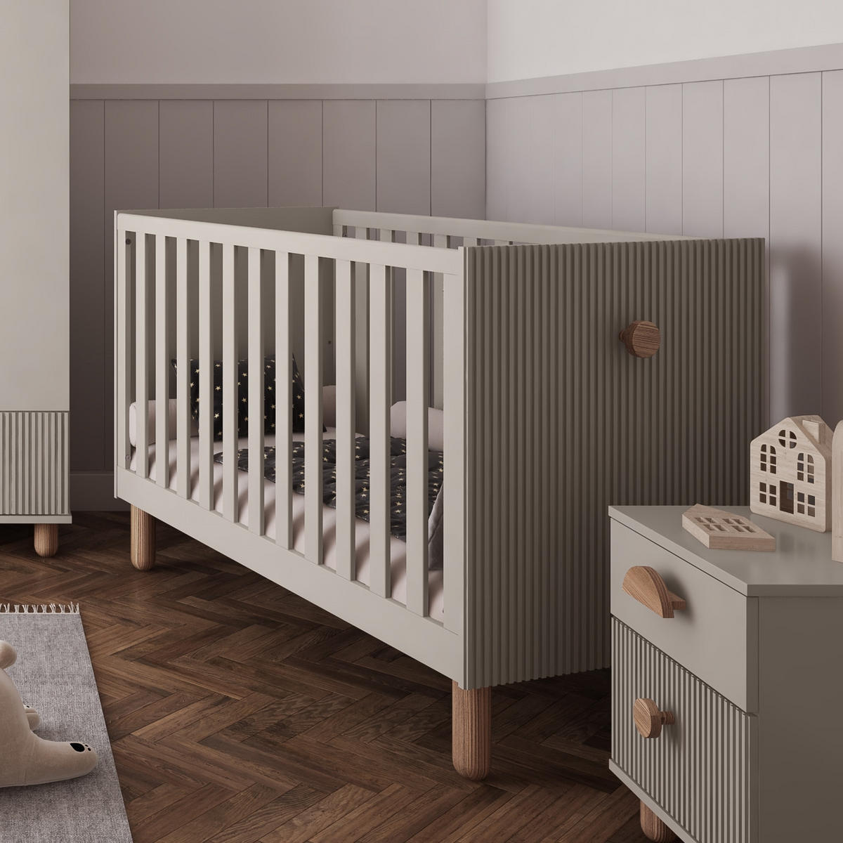 GITTERBETT Bebella - Weiß, Naturmaterialien - kiki design