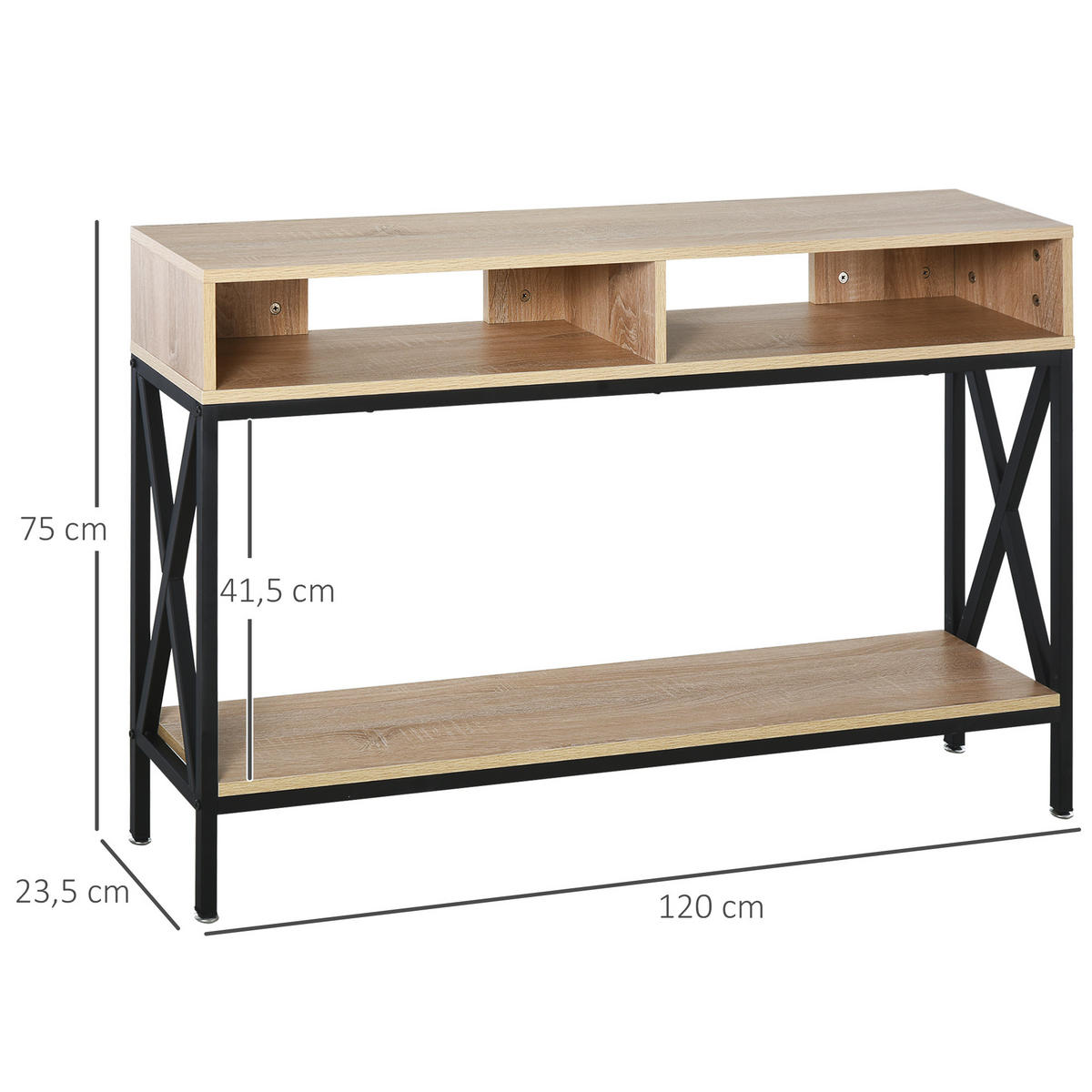 KONSOLENTISCH DE-16807 Holzoptik & Schwarz - Beige, Holzwerkstoff (120/23/75cm) - ComfortXL