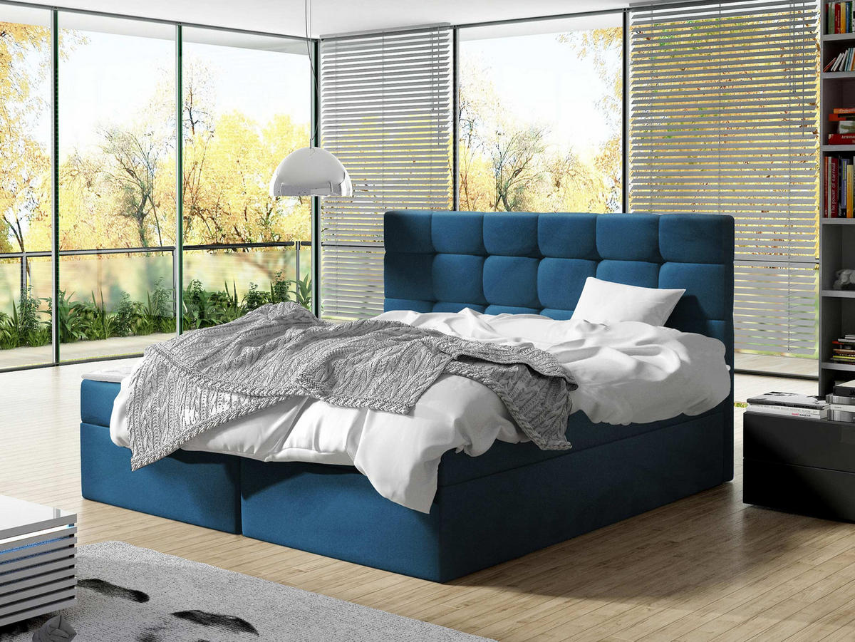 BOXBETT Luanda - Blau, Holzwerkstoff (140/200cm) - MIRJAN24
