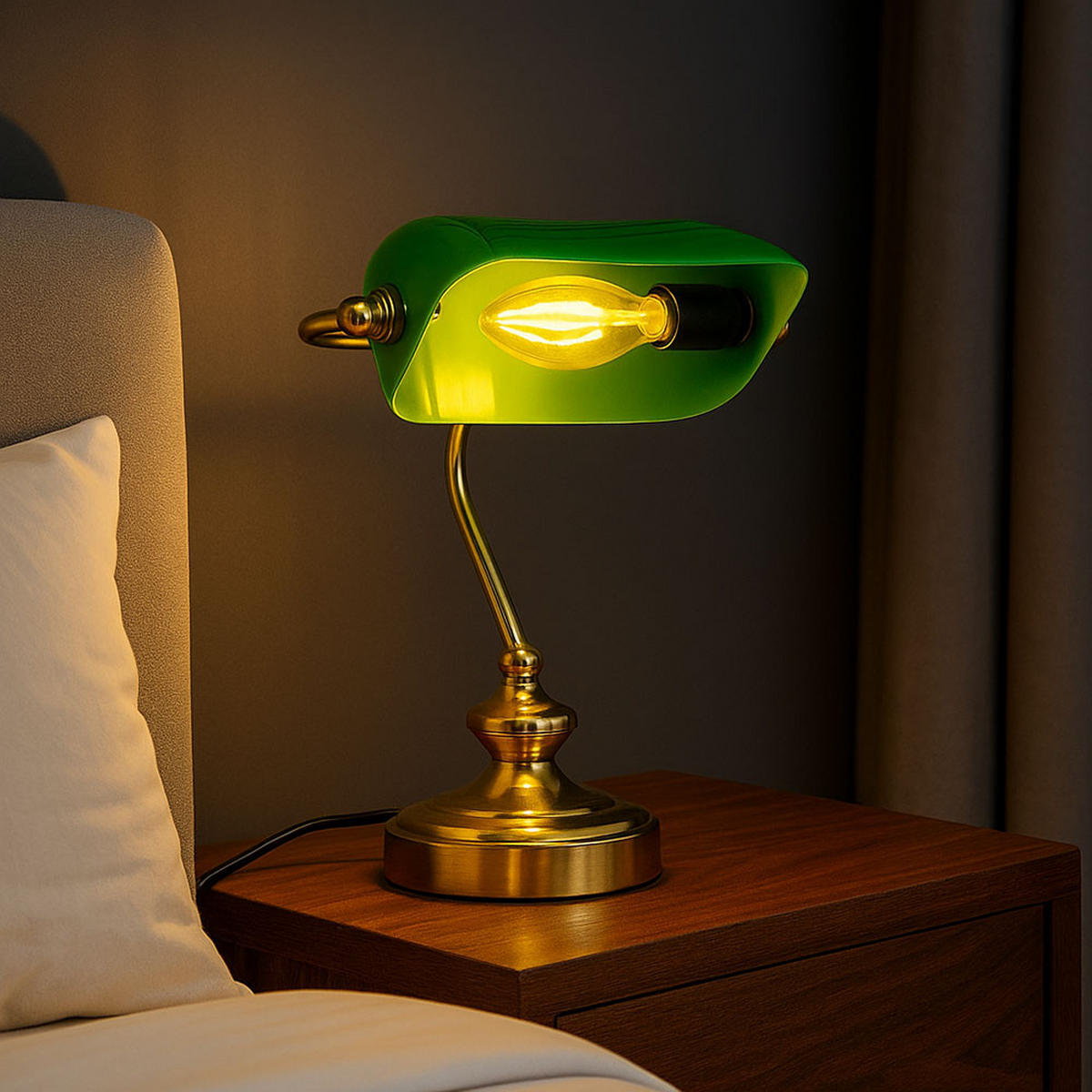 LED TISCHLEUCHTE Messing Grün - Grün, Metall (19/16.5/24cm) - Globo Lighting