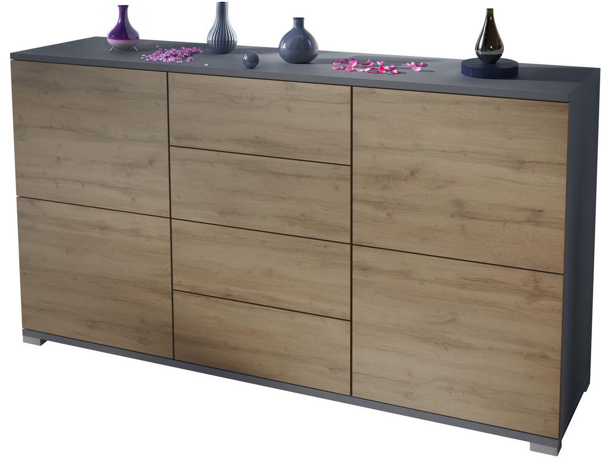 SIDEBOARD Rova Eiche Evoke - Eiche San Remo, Holzwerkstoff (138.5/75.5/35cm) - Vladon