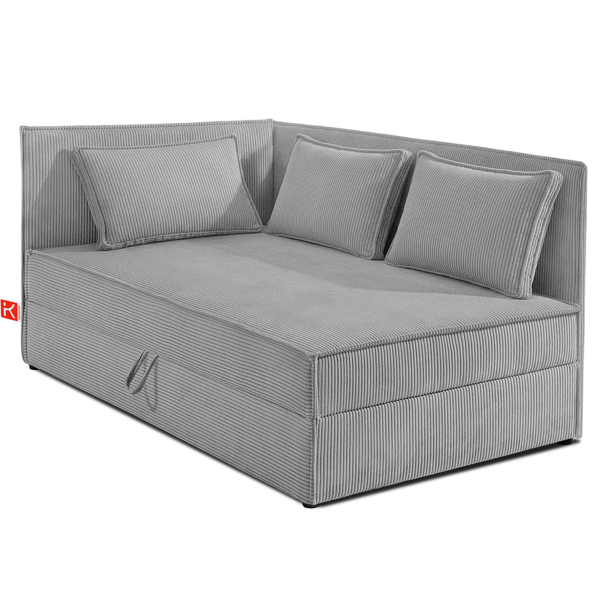JUGENDBETT ROTI Einzelbett mit Bettkasten, 90x200cm, Bett mit Bonellmatratze, mit Rückenlehne - Hellgrau/Schwarz, Holz/Holzwerkstoff (92/200cm) - KONSIMO®