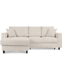 ECKSCHLAFSOFA EGRET Links mit Bettkasten, Cord-Stoff, cremefarben - Creme, Textil (234/90cm) - KONSIMO®