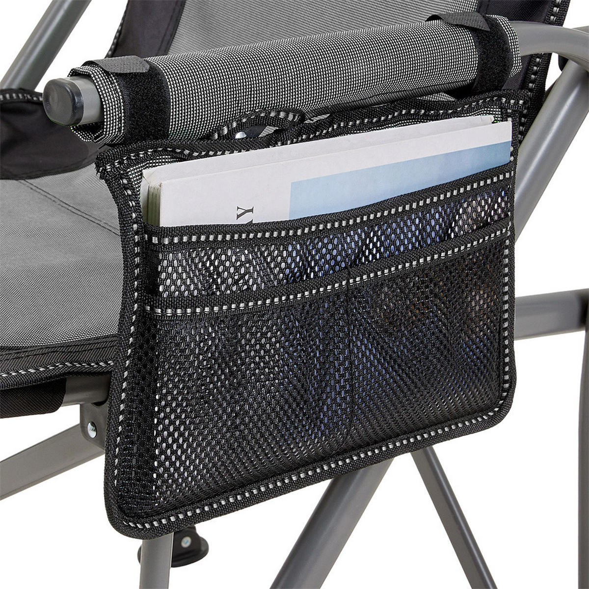 CAMPINGSTUHL aus 600D Oxford-Gewebe + Stahlrohr in Grau Praktische Aufbewahrungstasche Angenehme Atmungsaktivität 54 cm B × 53 cm T × 92 cm H - Grau, Kunststoff (54/92/53cm) - Livingandhome