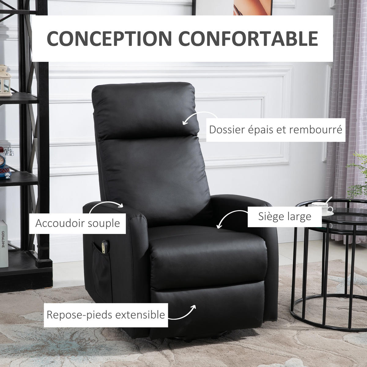 FERNSEHSESSEL DE-15368 elektrisch verstellbar mit Aufstehhilfe Schwarz - Schwarz, Metall (95/105/67cm) - ComfortXL