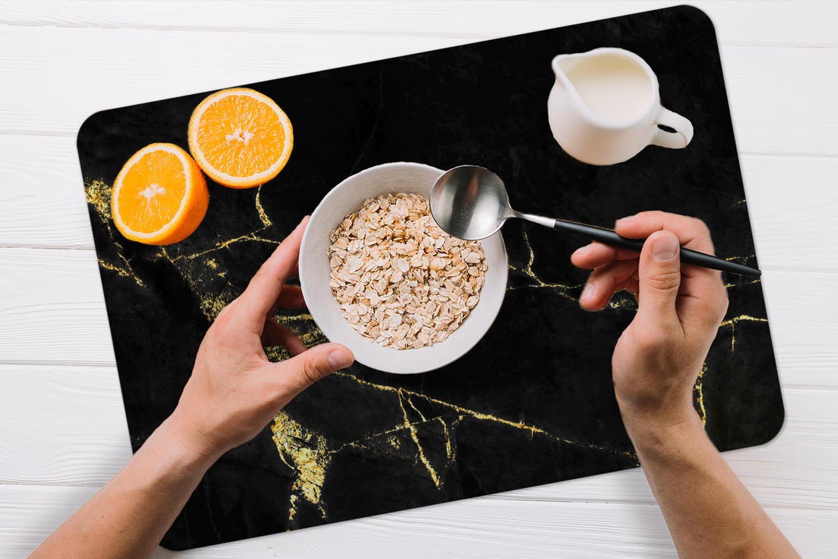 PLATZSETS 6er-Set Marmor - Schwarz - Gold - Luxus 45x30 cm Tischset - Goldfarben, Kunststoff (0.3/45/30cm) - MuchoWow