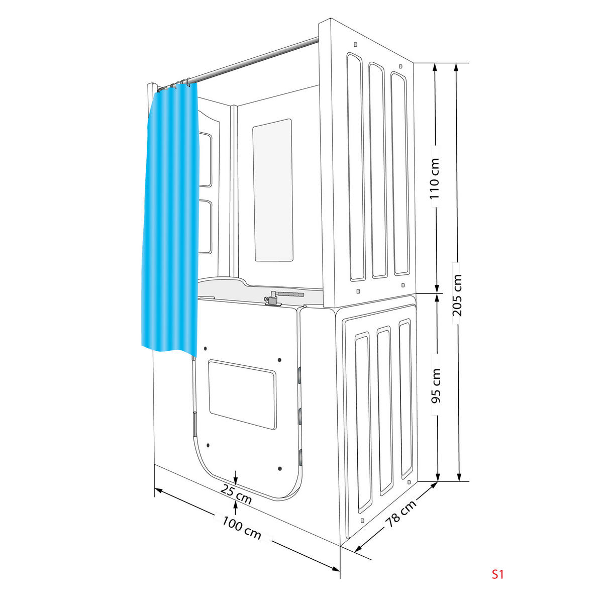SENIORENDUSCHE Sitzwanne mit Tür S02D-TH-A-L 78x100x205cm - Weiß, Glas/Kunststoff (78/100/205cm) - AcquaVapore by Sandra Jentho