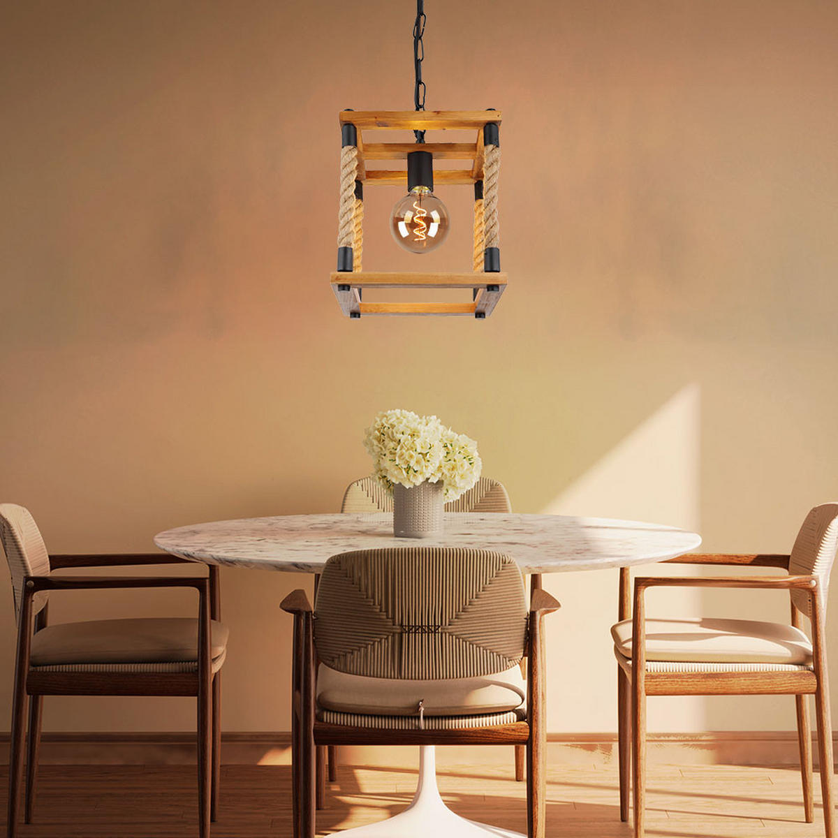 HÄNGELEUCHTE VERNON Holz Braun 2er Set - Braun, Holz (25/25/120cm) - Globo Lighting