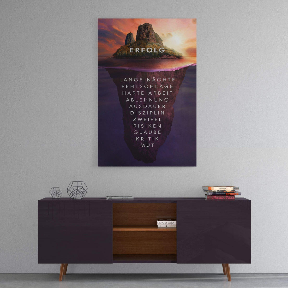 WANDBILD XXL "Insel des Erfolgs" - 40 x 60 cm - Weiß, Textil (40/60cm) - Hustling Sharks