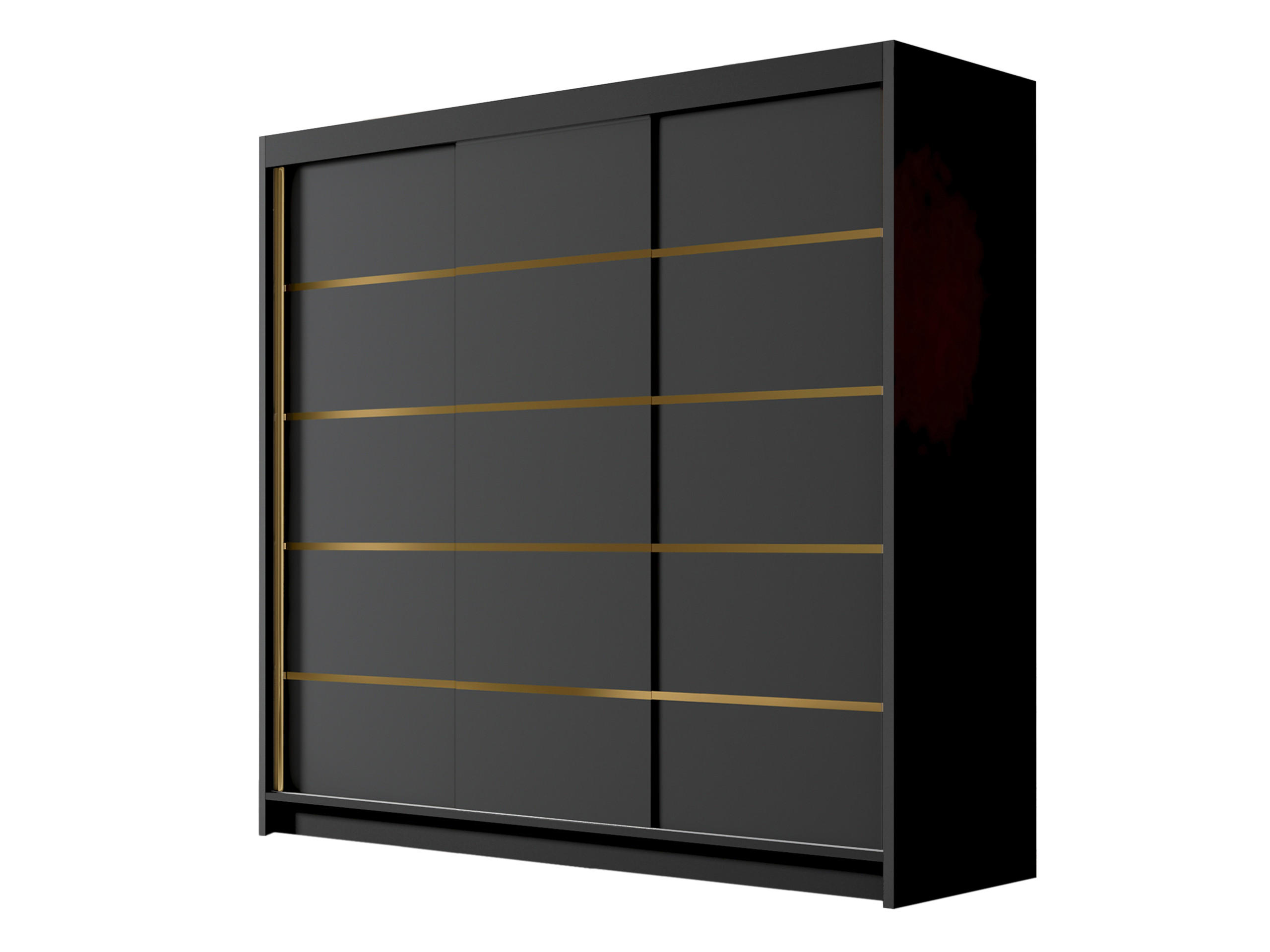 SCHIEBETÜRENSCHRANK Evo VII - Goldfarben/Schwarz, Holzwerkstoff/Metall (200/215/58cm) - MIRJAN24