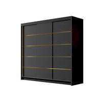 SCHIEBETÜRENSCHRANK Evo VII - Goldfarben/Schwarz, Holzwerkstoff/Metall (200/215/58cm) - MIRJAN24