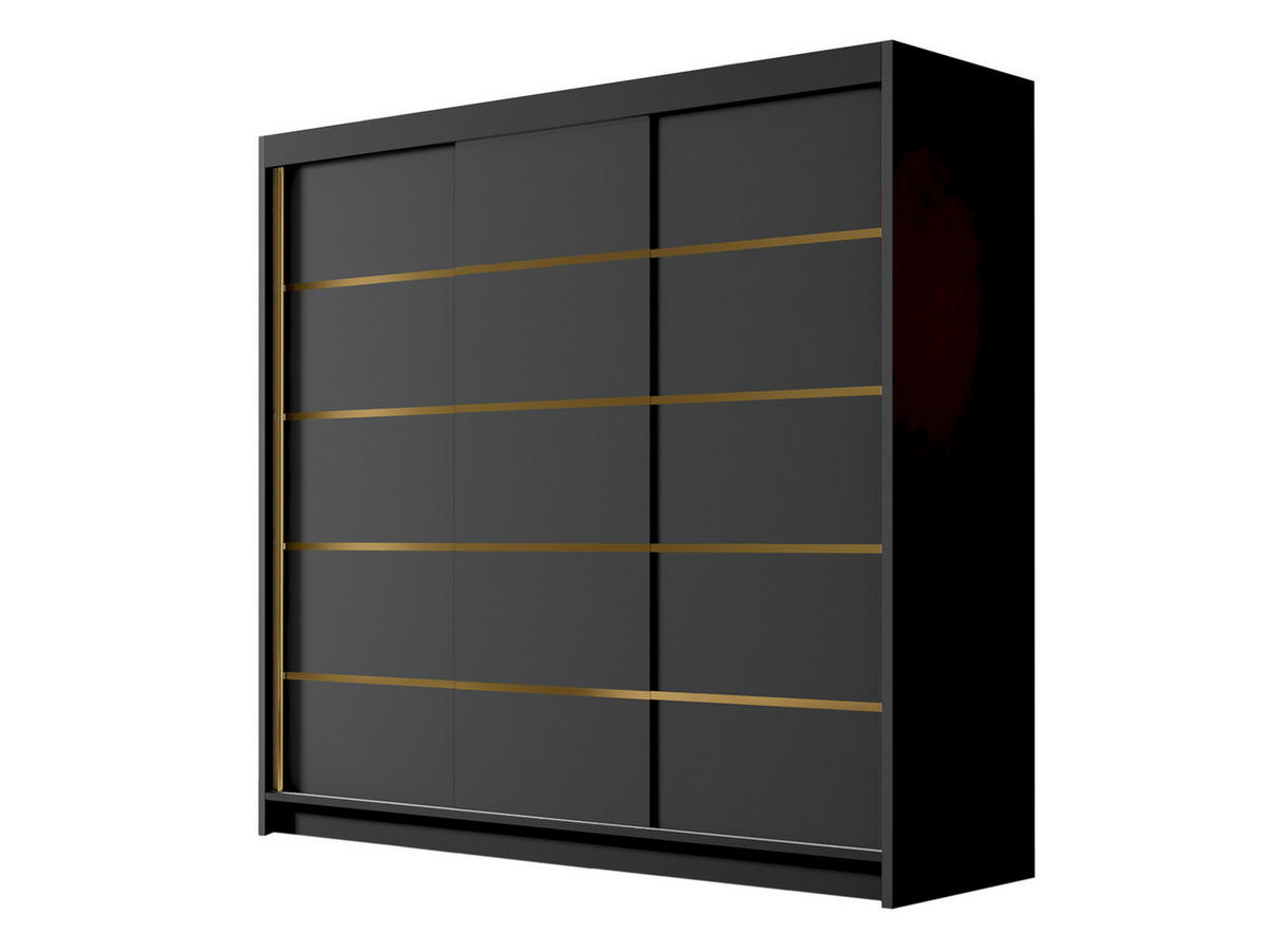 SCHIEBETÜRENSCHRANK Evo VII - Goldfarben/Schwarz, Holzwerkstoff/Metall (200/215/58cm) - MIRJAN24
