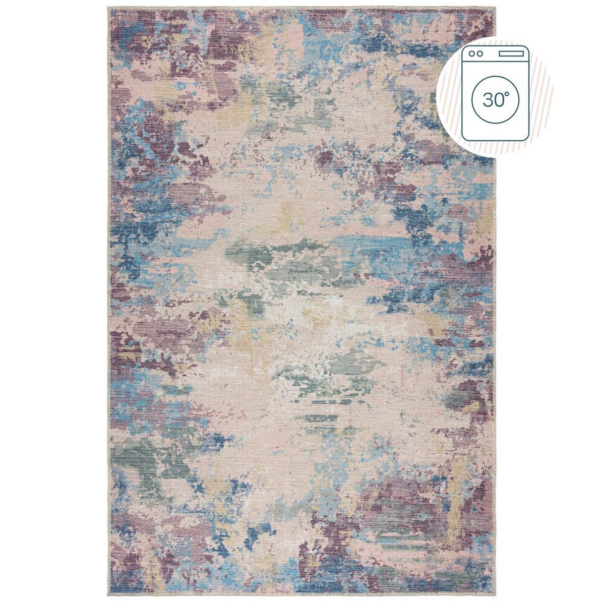 TEPPICH maschinenwaschbar Vintage-Abstrakt, recycelt CRAY, Multi 80x150 cm - Multicolor, Textil (80/150cm) - KADIMA DESIGN