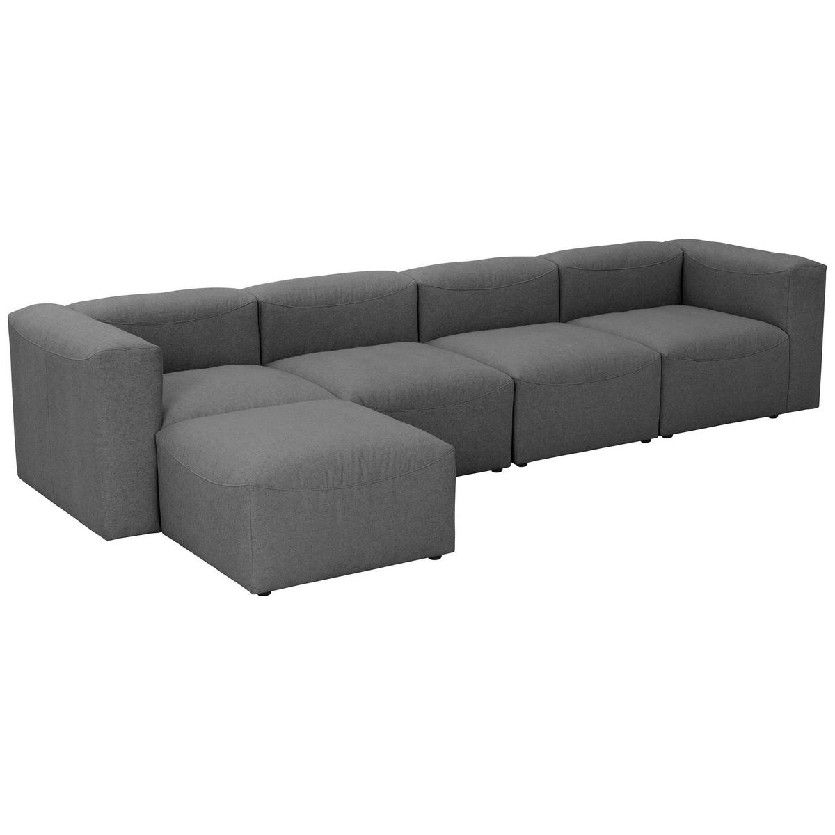 ECKSOFA 4-Sitzer mit Hocker links Kattrina Flachgewebe anthrazit - Anthrazit, Kunststoff (175/350cm) - 58aufmkessel