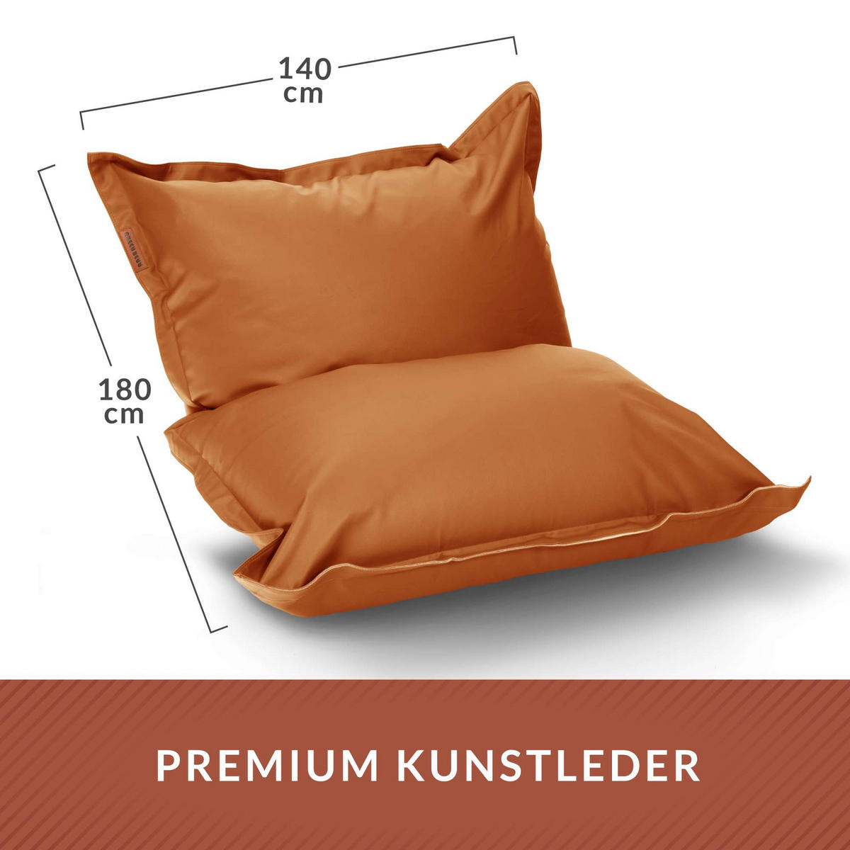 INDOOR RIESEN SITZSACK XXL Kunstleder - Hellbraun, Textil (140/25/180cm) - Green Bean