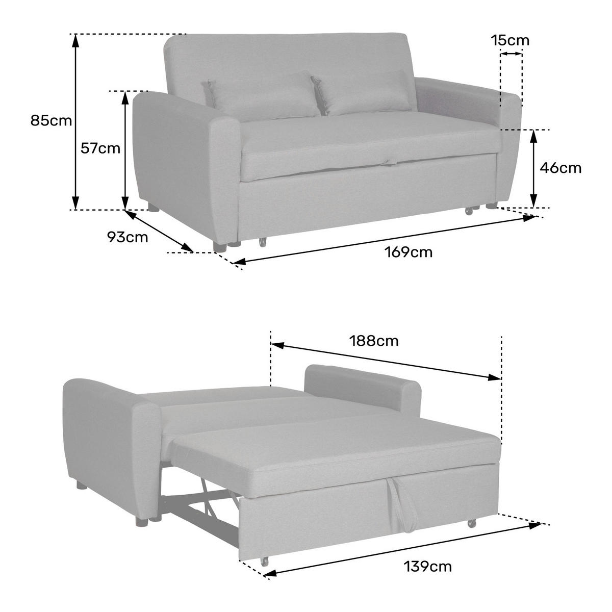 SOFA MATT GRÜN 2 PLÄTZE - Grün, Textil (93/85/169cm) - Happy Garden