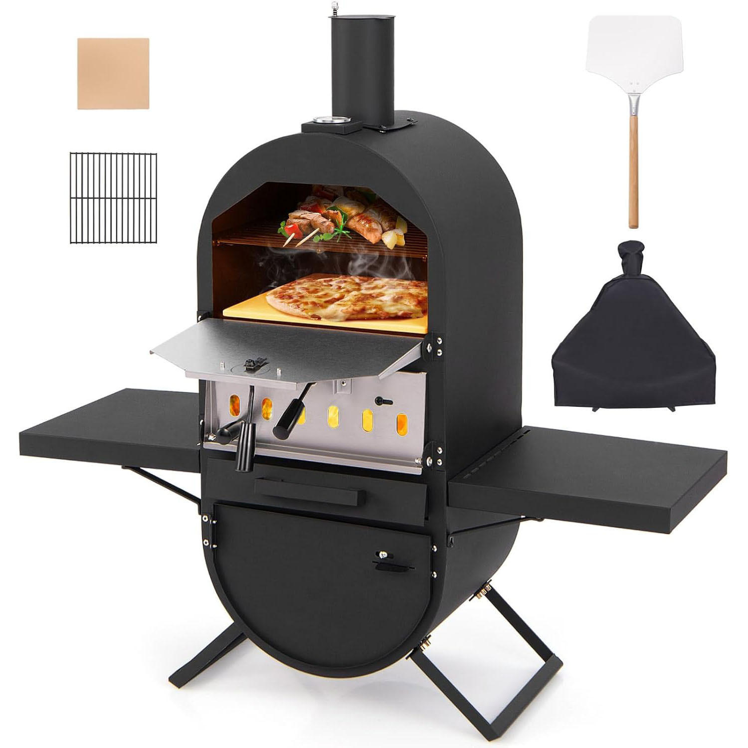 Costway Pizzaofen Schwarz 98x98x31 cm