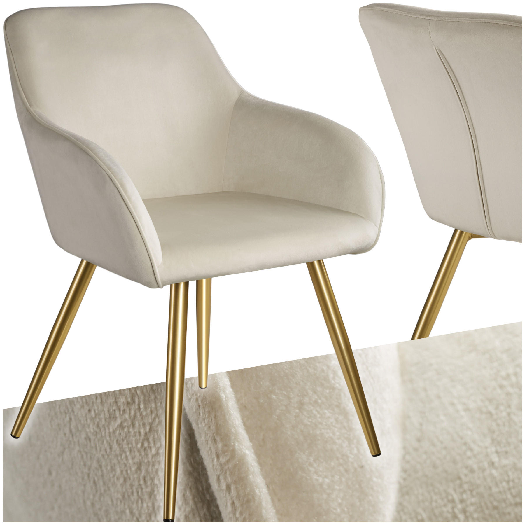 ESSZIMMERSTUHL 1er Set Marilyn 58 x 62 x 82 cm creme/gold - Goldfarben/Creme, Textil (58/82/62cm) - tectake