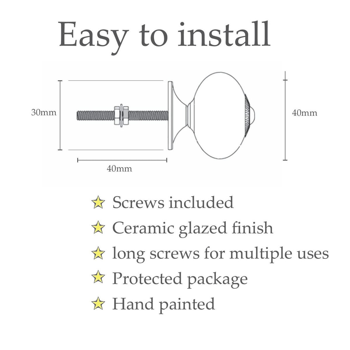 KERAMIKKNÖPFEN Set mit 8 mit verschiedenen Vogelmotiven 40 mm Durchmesser. - Multicolor, Keramik (4/4/6.9cm) - Nacnic