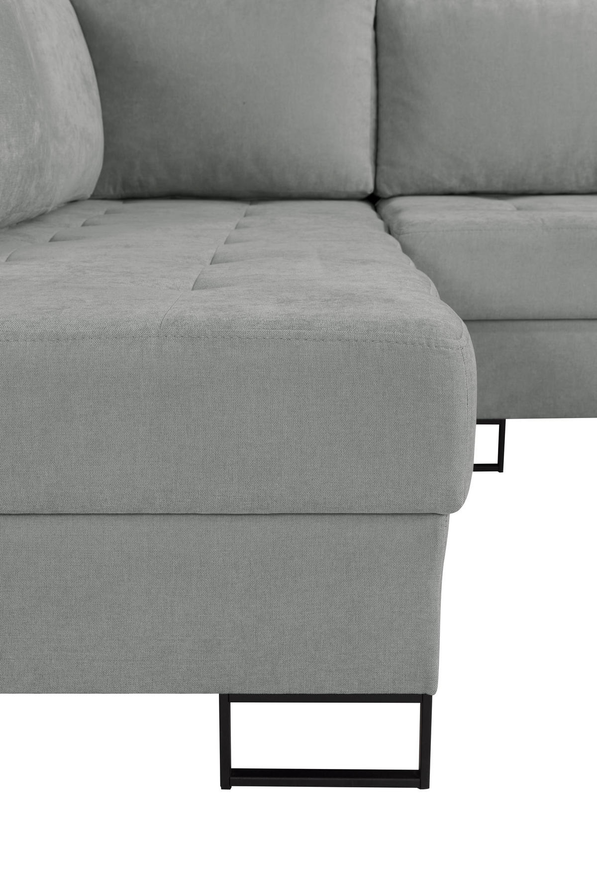 ECKSOFA mit Schlaffunktion Rechts Grau Chenille - 245x200 cm - Trevi - Schwarz/Grau, Holz/Holzwerkstoff (245/200cm) - Ravio