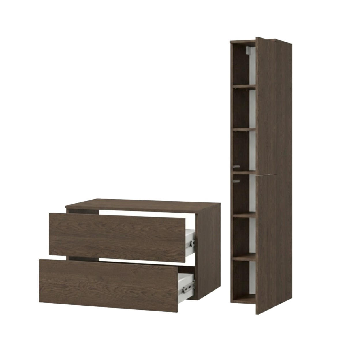 BADMÖBEL-SET Color Baltic Storm 2-Teilig (2S 80 + 2D 160) - Walnussfarben, Holzwerkstoff (110/160/45cm) - mzm24