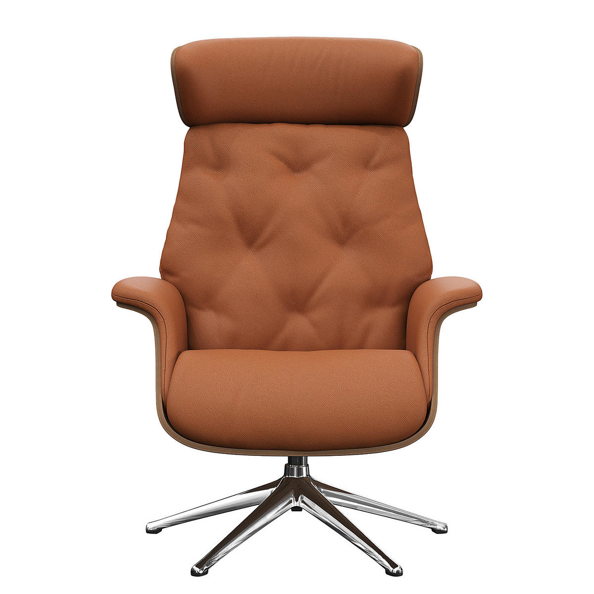 RELAXSESSEL - Echtleder - Kastanienfarben/Chromfarben, Leder/Metall (83/118/83cm) - home24