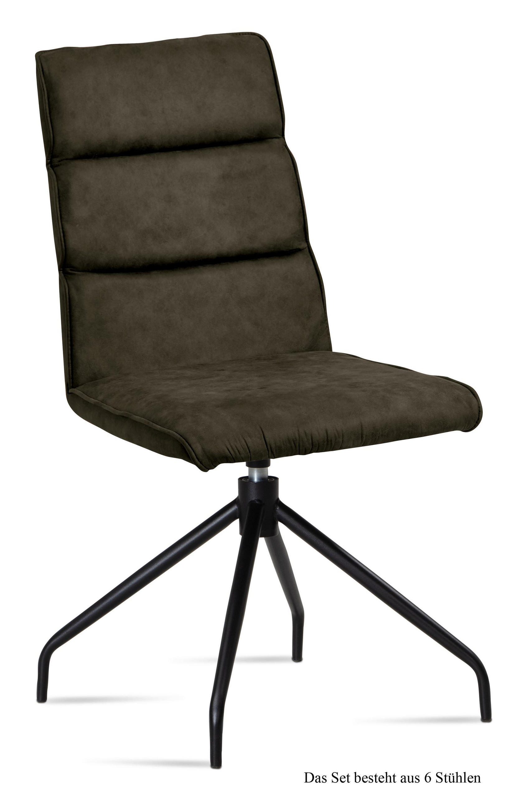 ESSZIMMERSTUHL drehbar (6er-Set) Domini 47x92x60 Schwarz/Khaki - Dunkelgrün/Schwarz, Kunststoff (60/92/47cm) - 58aufmkessel