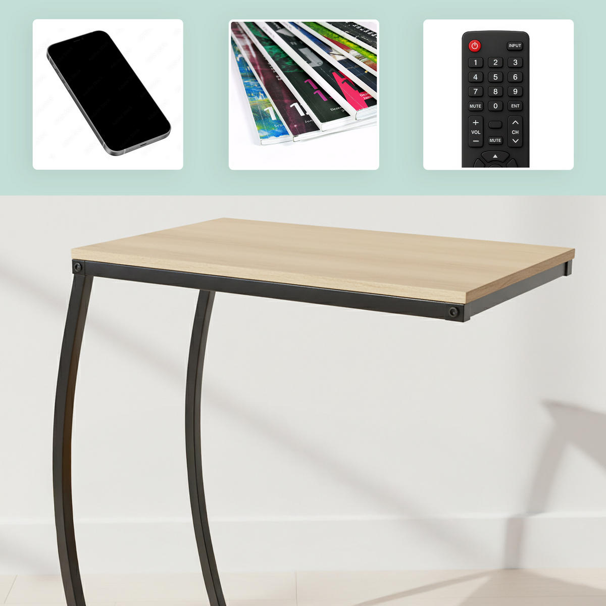 BEISTELLTISCH - Multicolor, Holzwerkstoff/Metall (25/47.5/58.5cm) - Relaxdays