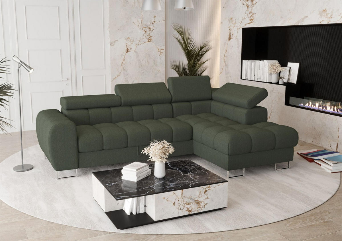 ECKSOFA Bastien Mit Schlaffunktion - Grün, Holzwerkstoff/Textil (260/170cm) - Fun Möbel
