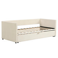 POLSTERBETT Tagesbett 90/200 cm ausziehbar auf 180/200 cm Samtoptik Beige - Beige, Textil (180/200cm) - Creahappy