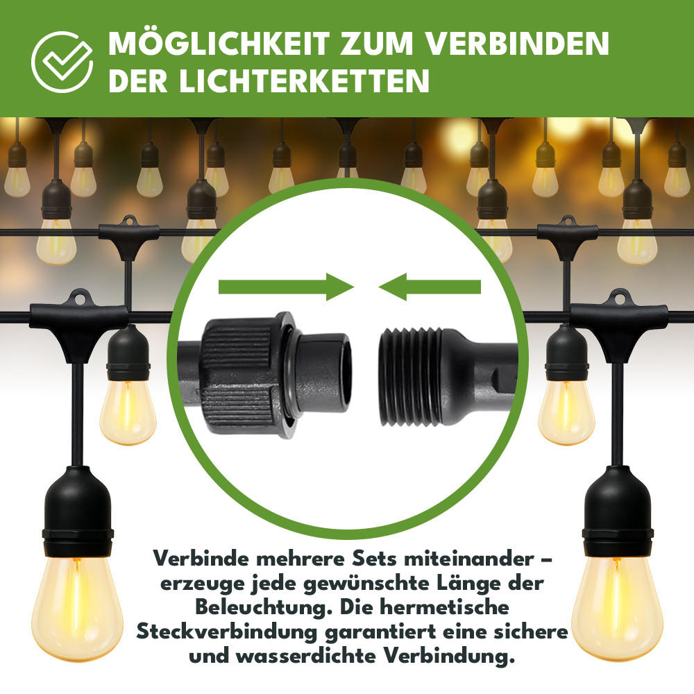 AUSSENLEUCHTE Girlande LED Außen Lichterkette 20m - Schwarz, Kunststoff (20000/10/10cm) - KRUMAD