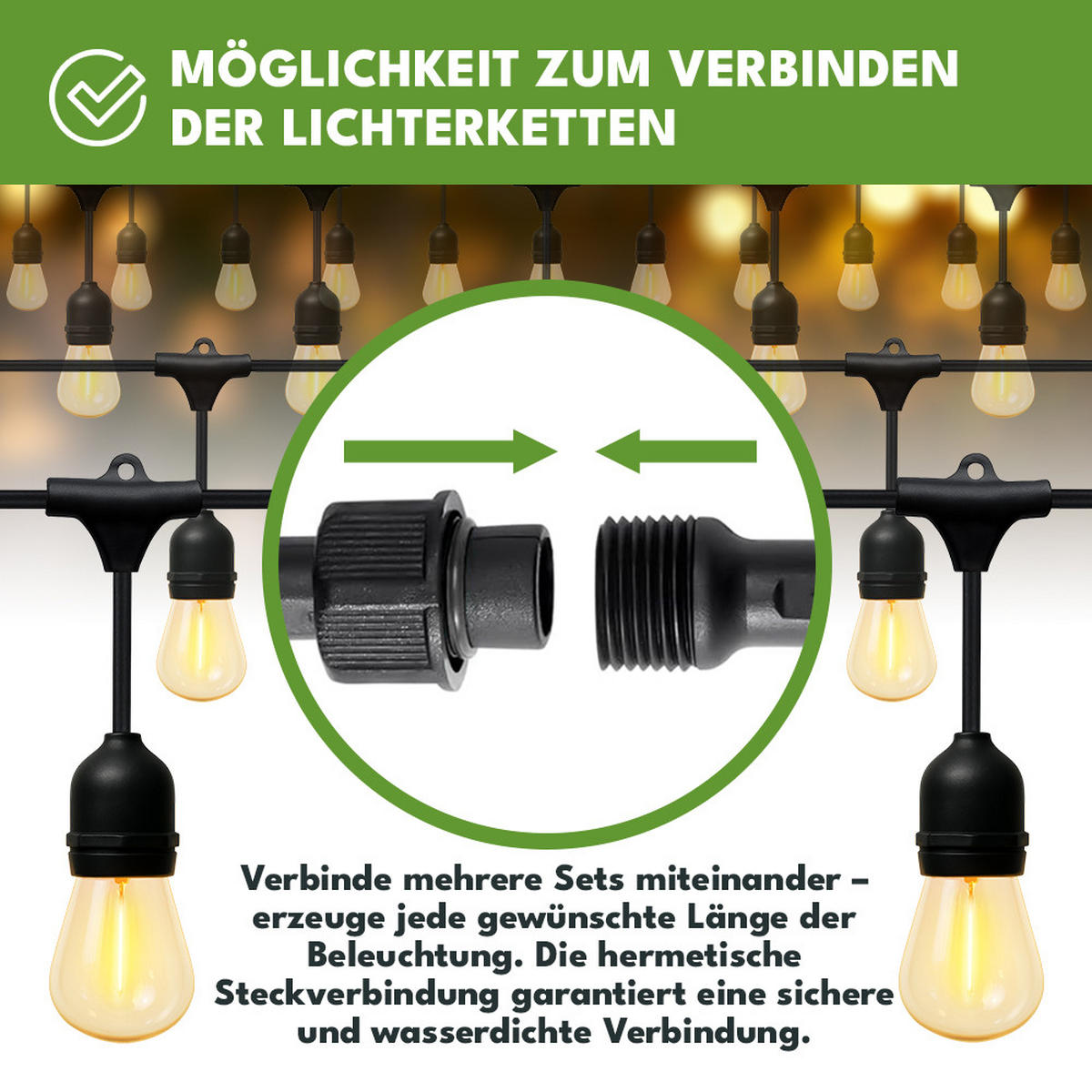 AUSSENLEUCHTE Girlande LED Außen Lichterkette 20m - Schwarz, Kunststoff (20000/10/10cm) - KRUMAD
