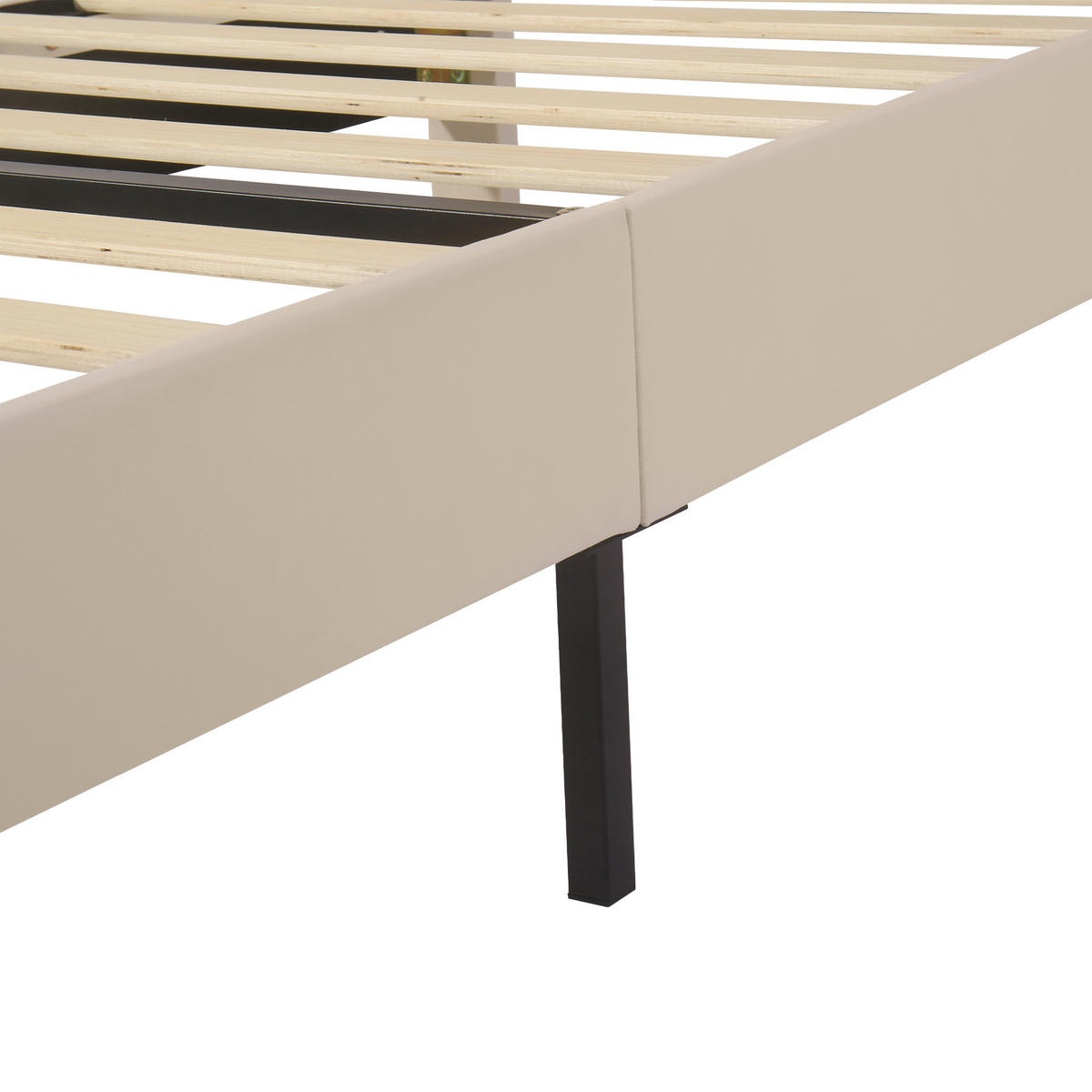 POLSTERBETT 90/200 cm in Beige mit Verstellbarem Kopfteil Samt - Beige/Schwarz, Holzwerkstoff/Textil (90/200cm) - STILVORA