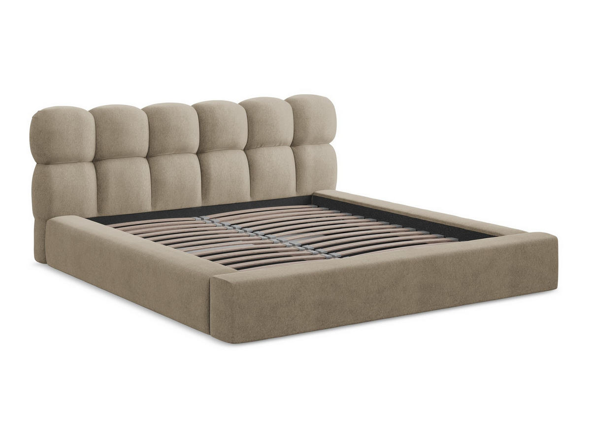 POLSTERBETT mit Bettkasten und Lattenrost 180x240 Beige - Beige/Schwarz, Kunststoff/Textil (140/200cm) - Makamii
