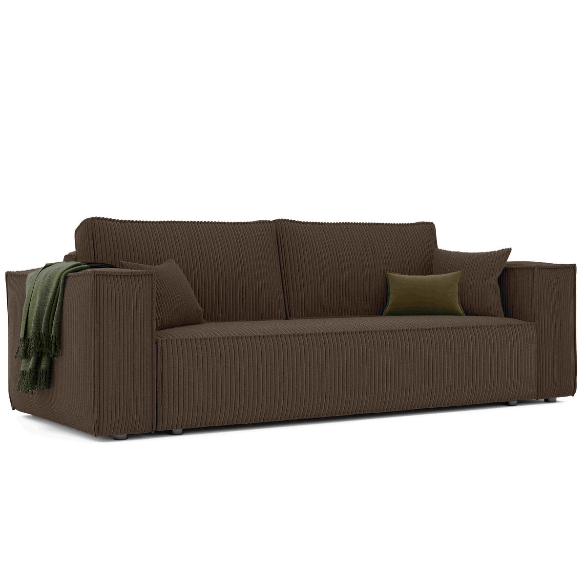 SOFA mit Schlaffunktion und Bettkasten, Braun - Braun, Holzwerkstoff/Textil (240/84/105cm) - Idohome