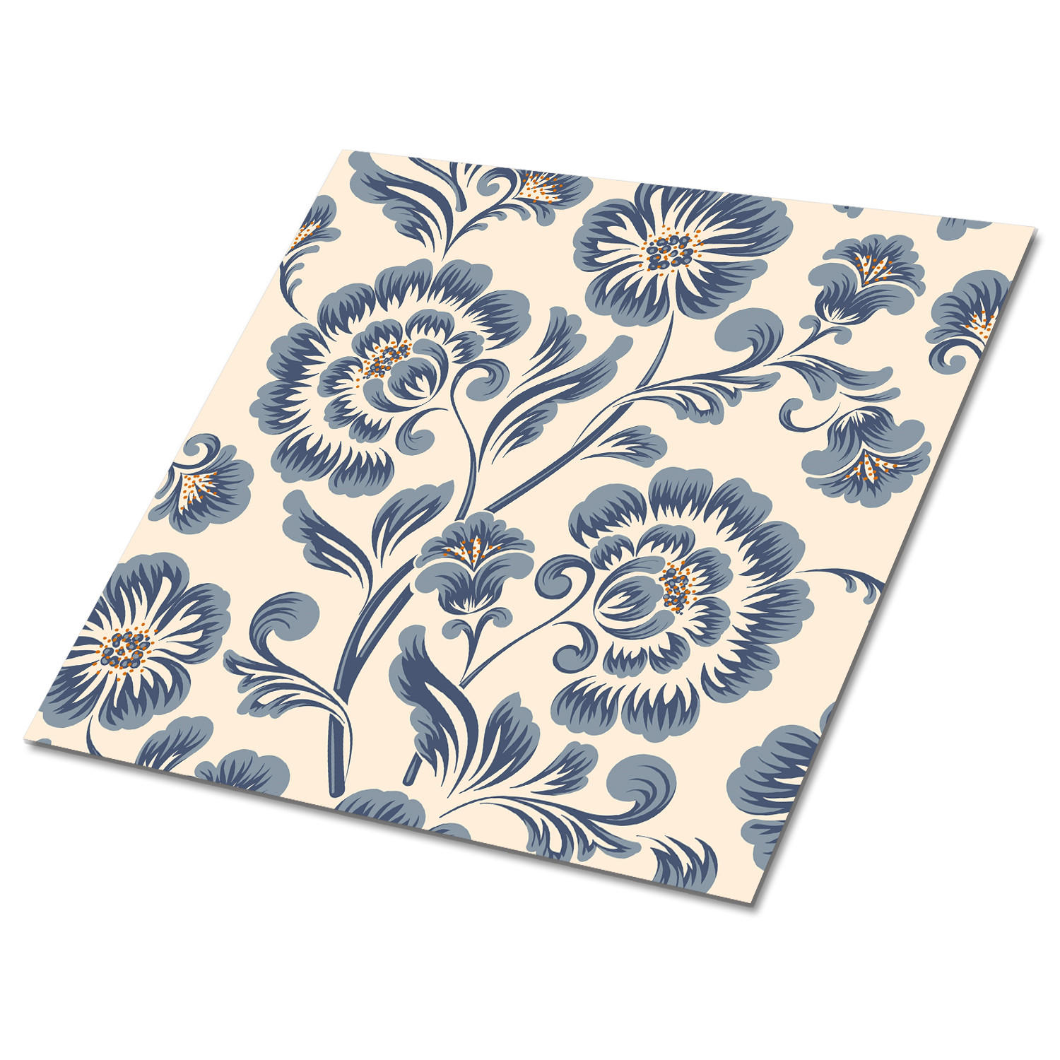 FLIESENAUFKLEBER 9 Stück 30x30 cm selbstklebend Klassisches Blumenmuster - Grau, Textil (30/1.6/30cm) - TULUP