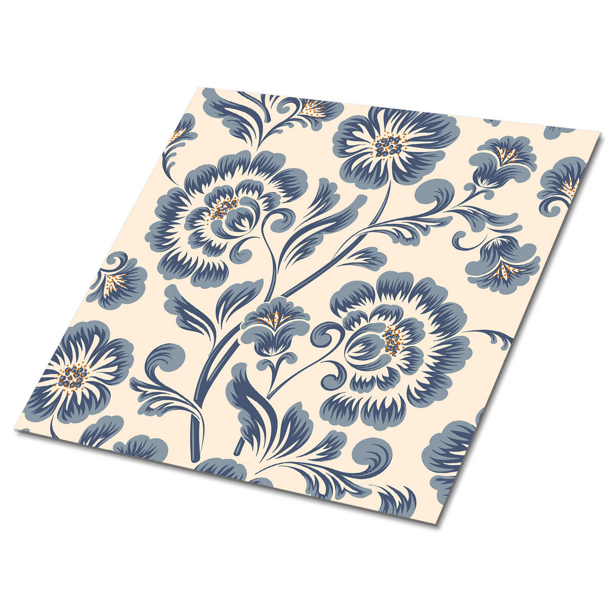 FLIESENAUFKLEBER 9 Stück 30x30 cm selbstklebend Klassisches Blumenmuster - Grau, Textil (30/1.6/30cm) - TULUP