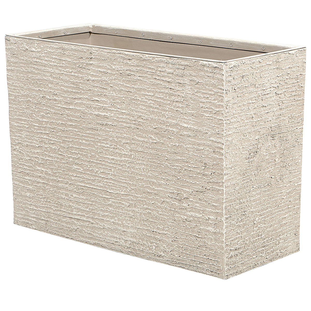 BLUMENTOPF hellbeige rechteckig 34/80/56 cm Edessa - Beige, Stein (56cm) - Beliani