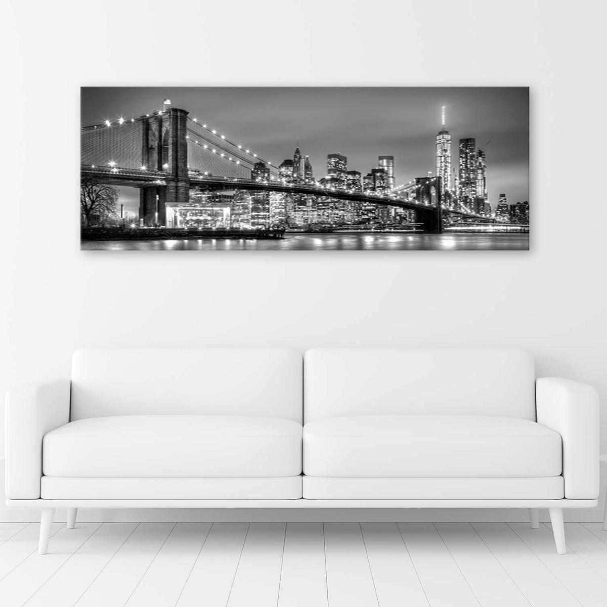 LEINWANDBILD New York Brooklyn Brücke - Grau, Textil (120/40cm) - Feeby