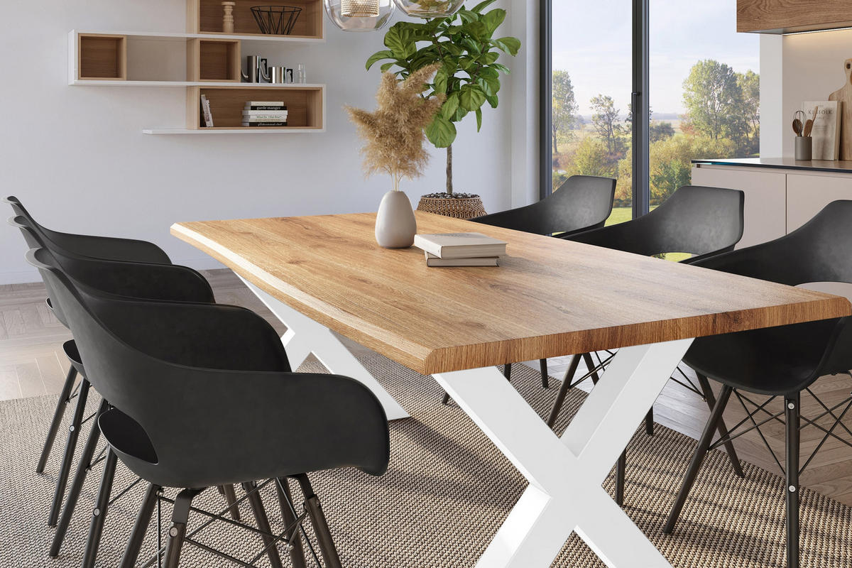 ESSTISCH JULIUS X - Wildeiche/Weiß, Holz (100/200/77cm) - SAM