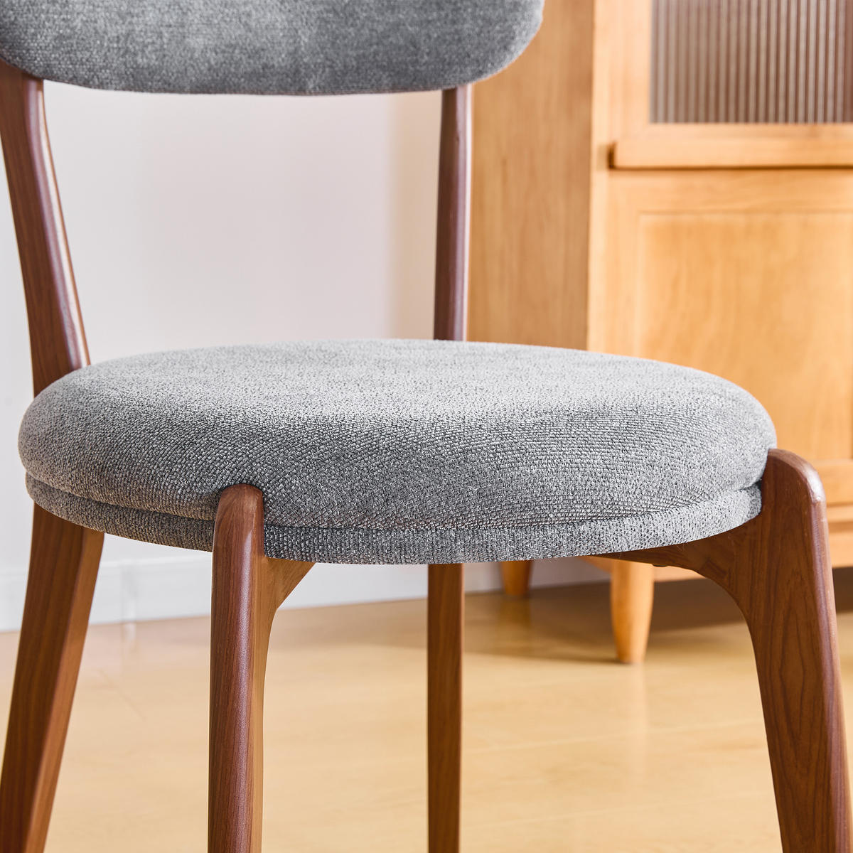 ESSZIMMERSTUHL 4er-Set aus Leinen mit Polsterung - Grau, Textil (48.5/84/55.5cm)