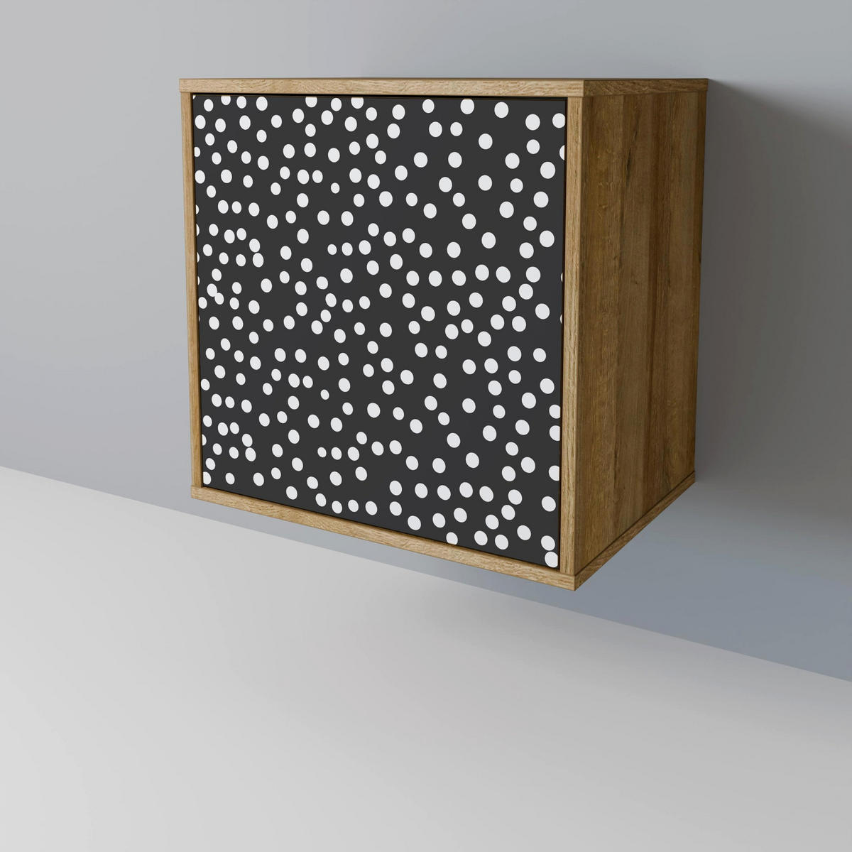 SIDEBOARD BLINDING LIGHTS, Eichefarben, 57,5x42x72,5 cm, Schwarze Metallfüße - Eichefarben/Multicolor, Holzwerkstoff/Metall (57.5/72.5/42cm) - SpaceRebels