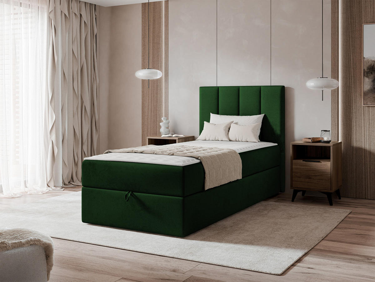 BOXBETT Rebos Single - H3 - Grün, Holz/Textil (100/200cm) - MIRJAN24