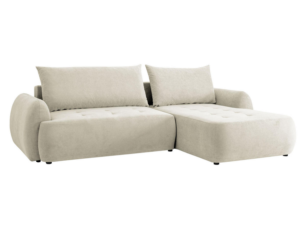 ECKSCHLAFSOFA Bueno II, Seite: Rechts - Creme/Schwarz, Holz/Textil (280/185cm) - MIRJAN24