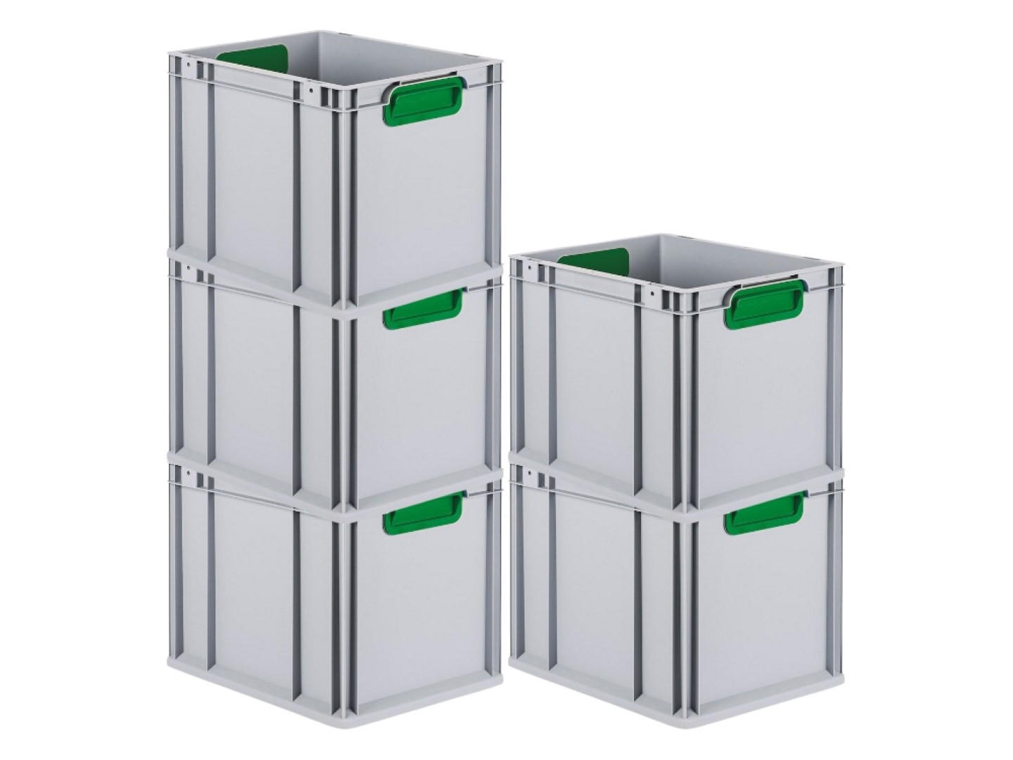 EUROBOX 5x Nextgen Color 32x30x40cm 30 Liter Griffe Grün Geschlossen - Grün, Kunststoff (30/32/40cm) - PROREGAL