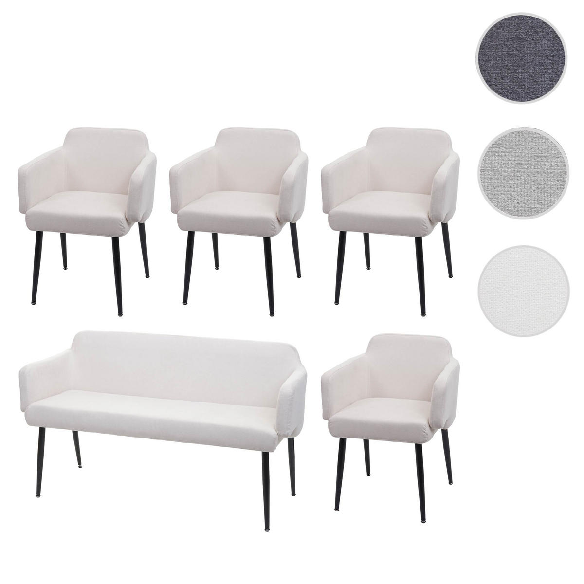 ESSZIMMER-SET Cremeweiß 5er-Set - Weiß, Textil (133/77/56cm) - MCW