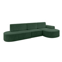 ECKSOFA mit Schlaffunktion Ottomane RECHTS MARI L2-S 368X167X85 Grün Cord - Dunkelgrün/Schwarz, Holzwerkstoff/Kunststoff (167/368cm) - ALTDECOR