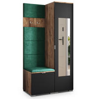 GARDEROBENSCHRANK VIRA 95/181/51 cm Modern Garderobe-Set Eiche Lefkas - Eichefarben/Schwarz, Holzwerkstoff (95/181/51cm) - MASSENO